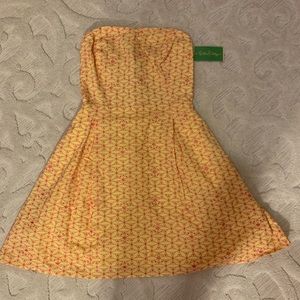 Lily Pulitzer Starfruit Yellow Strapless Dress NWT